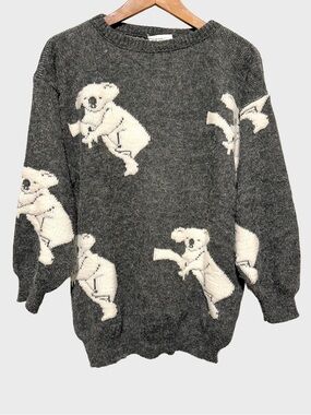 Koala Novelty Sweater Australian Animal Knit Kitsch Grandpa Cozy Oversized S/M